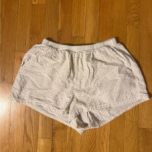 Gingham Beige Textured Lounge Shorts